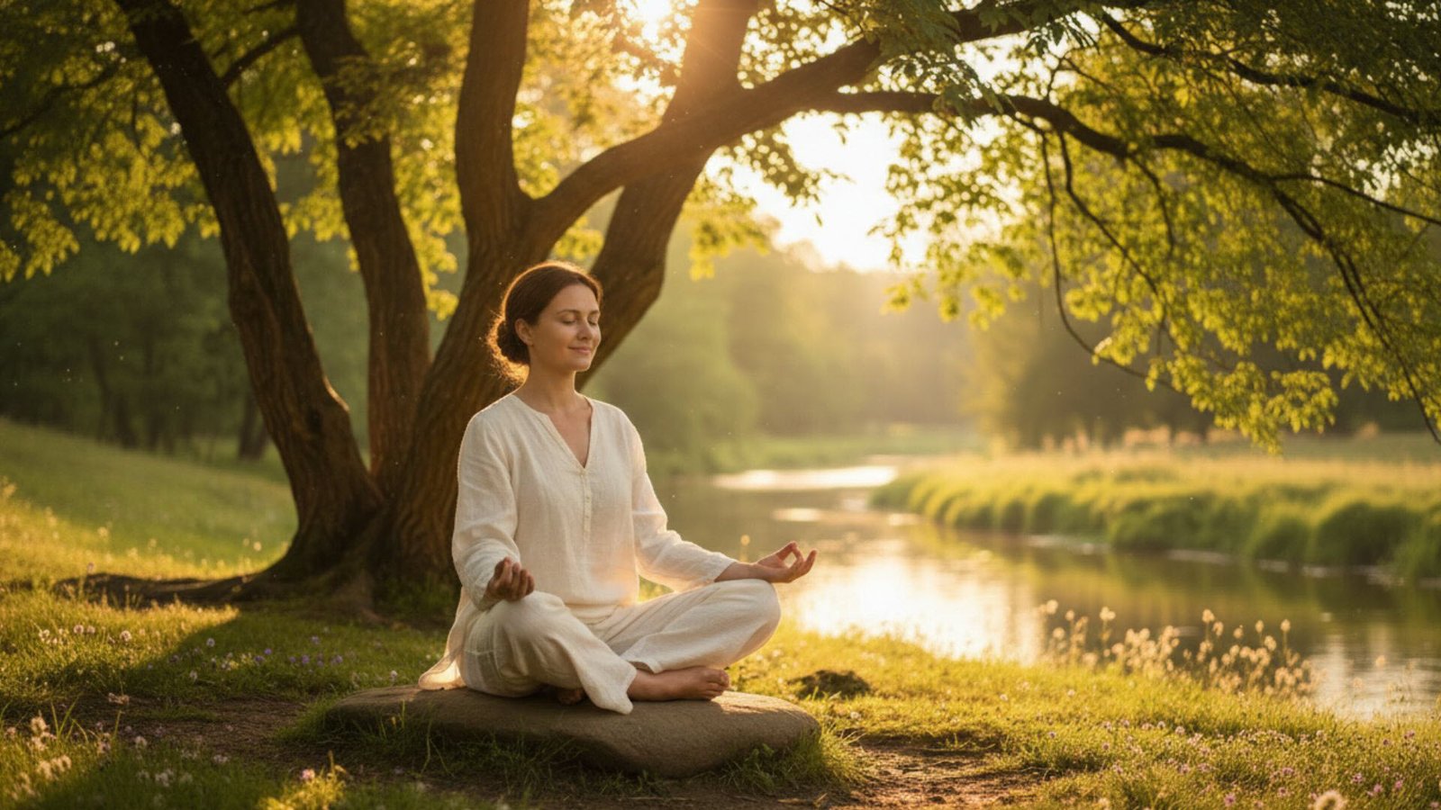 Persona meditando cómo mejorar la salud física y mental sanación emocional y pensamientos negativos