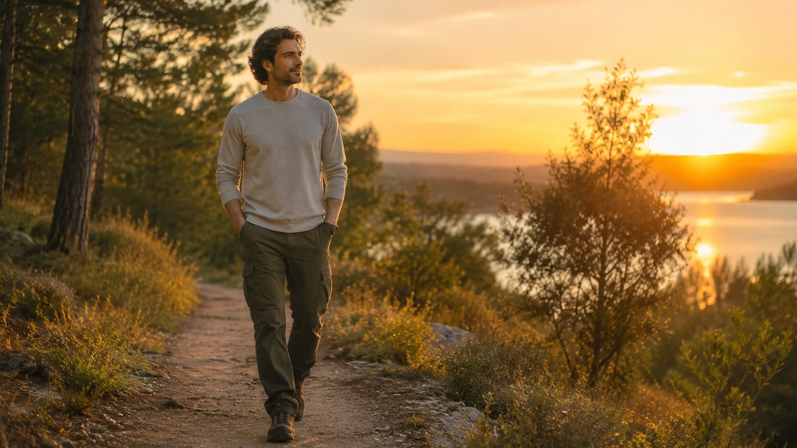 slow life persona caminando naturaleza calma